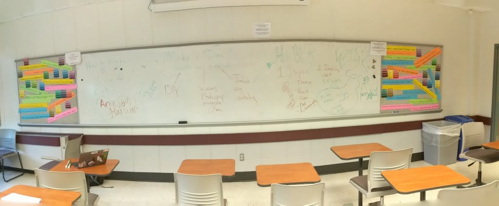 picture of notes on a board for making a zine in preschool