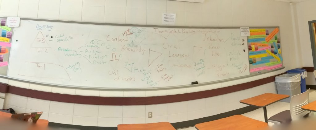picture opf board defining academic vocabulary tiers, and the how you teach vocabulary through multiple exposures across different modes