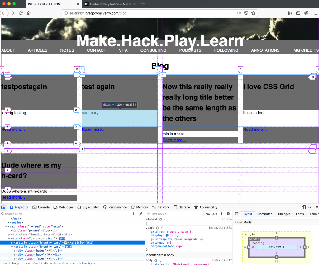 screen shot of firefox nightly with dev tool open