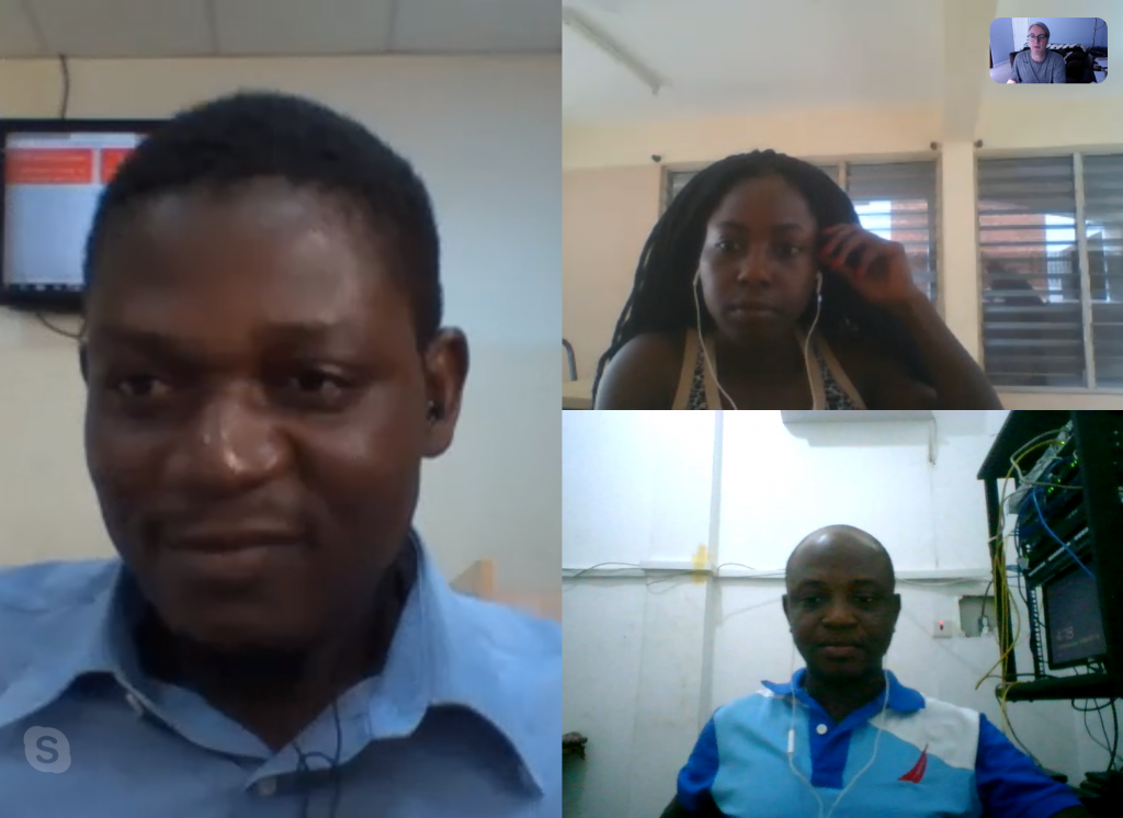 screenshot of Skype call